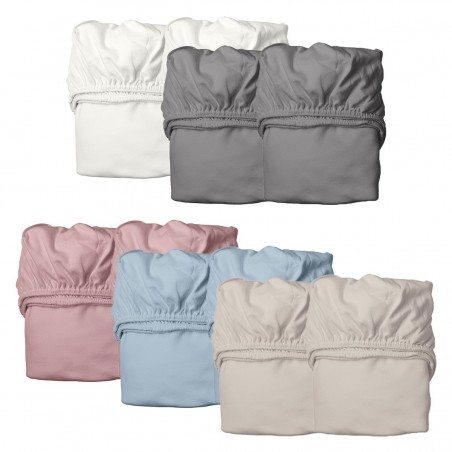 Drap Housse pour Lit Bébé - LEANDER - Blanc x2