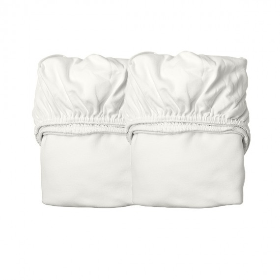 Drap Housse pour Lit Bébé - LEANDER - Blanc x2