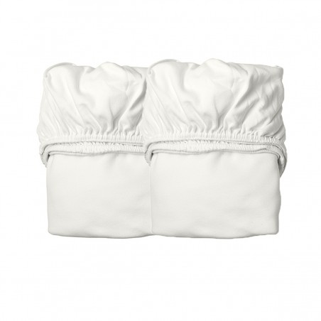 Drap Housse pour Lit Bébé - LEANDER - Blanc x2