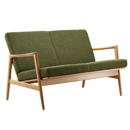 Canapé 2 places - Stefan - Vert Olive - Tissu Boucle