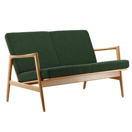 Canapé 2 places - Stefan - Vert Bouteille - Tissu Boucle