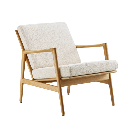Fauteuil - Stefan - Blanc crème - Tissu Boucle