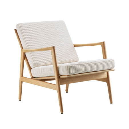 Fauteuil - Stefan - Blanc crème - Tissu Cord